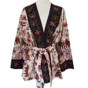 VICTORIA LEIVISSA Embroidered kimono top jacket One size